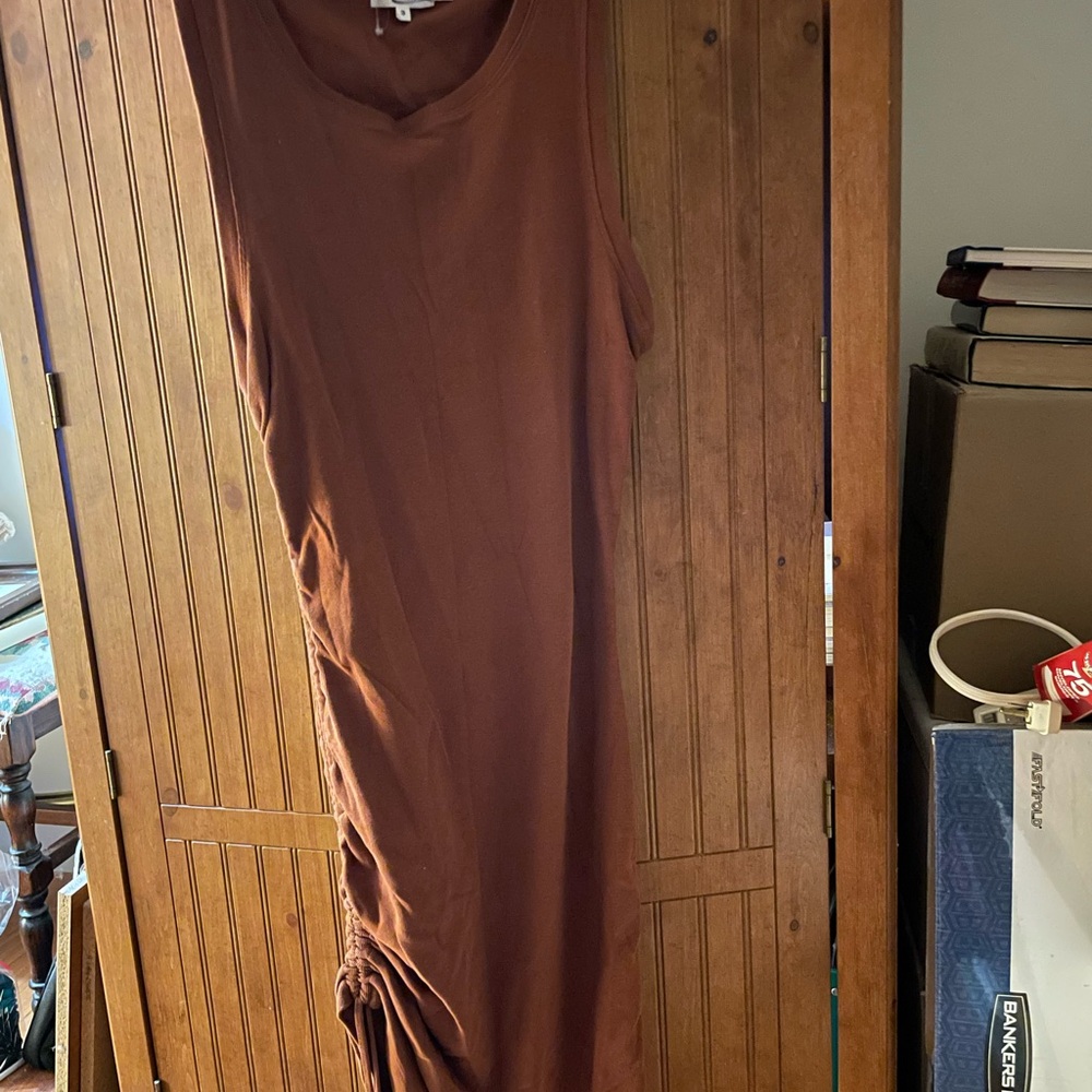 2 for $15 Lovely brown midi dress with side rousing